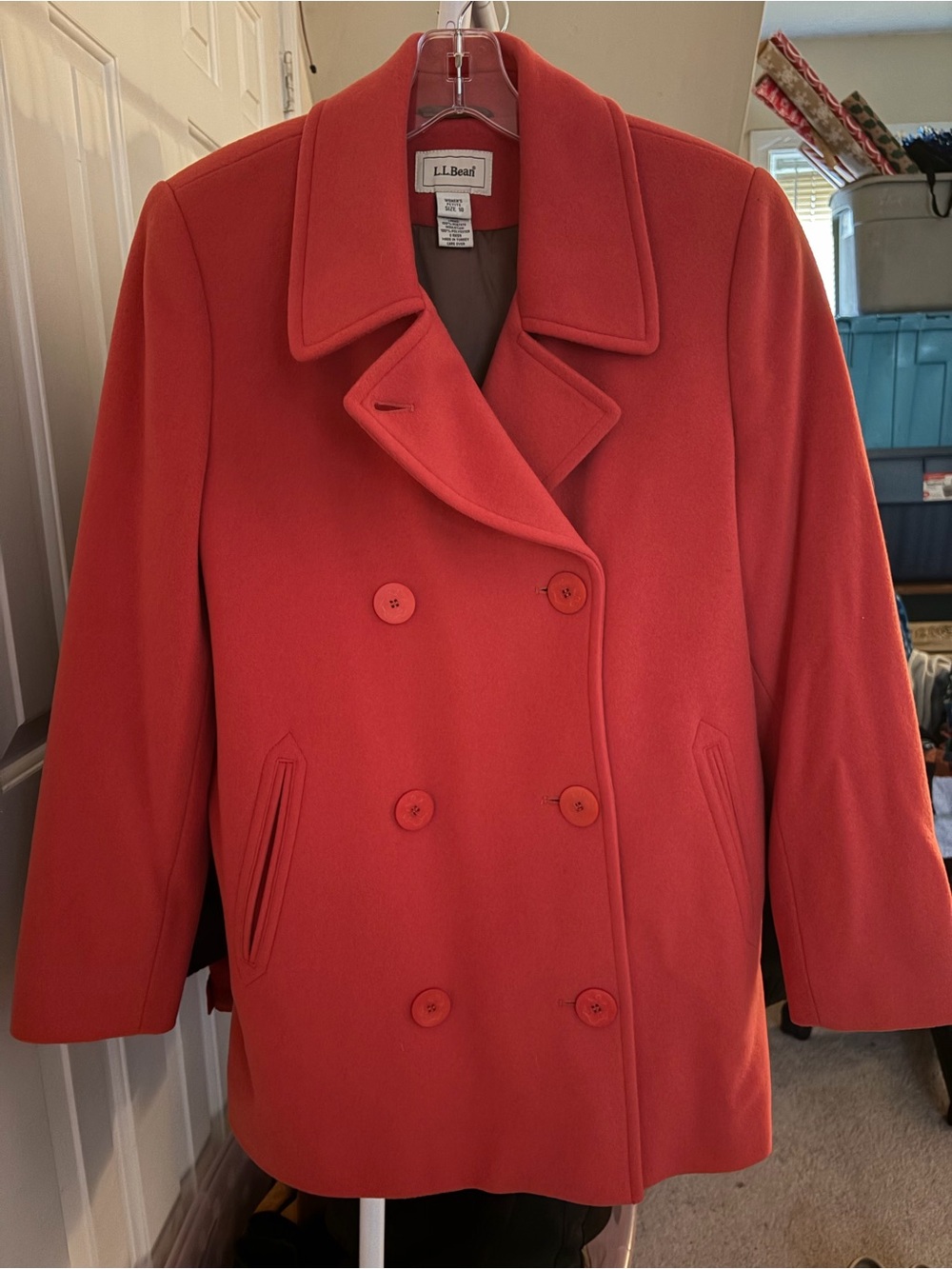 L.L. Bean Burnt Orange 🍁🎃 Double-Breasted 70% Wool Peacoat